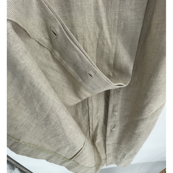 Maggy London Women 10 Dress Vest Set 100% Linen Beige Button Front - Picture 8 of 16